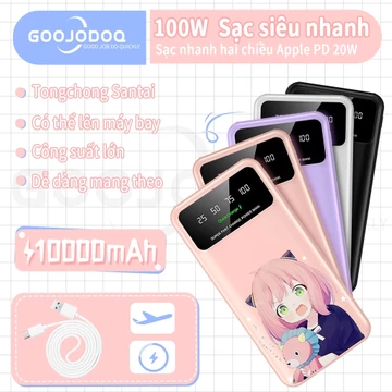 GOOJODOQ Sạc dự phòng 10000MAh 22.5W Sạc Nhanh Màn Hình LCD Có Đèn LED Loại C Pin Dự Phòng Ngân Hàng DIY cho IOS Android