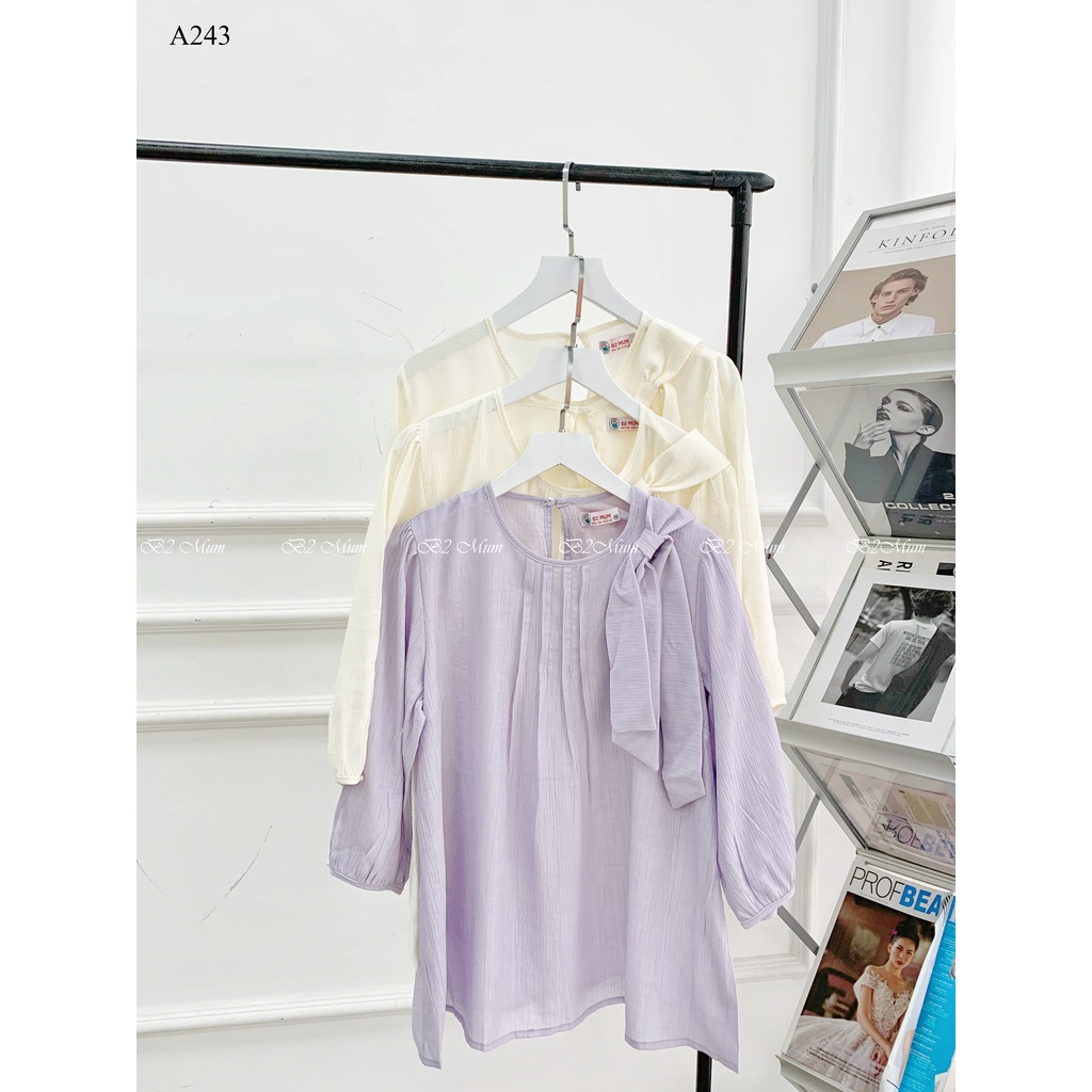 Áo bầu thiết kế Áo xếp li nơ A243 B2MUM