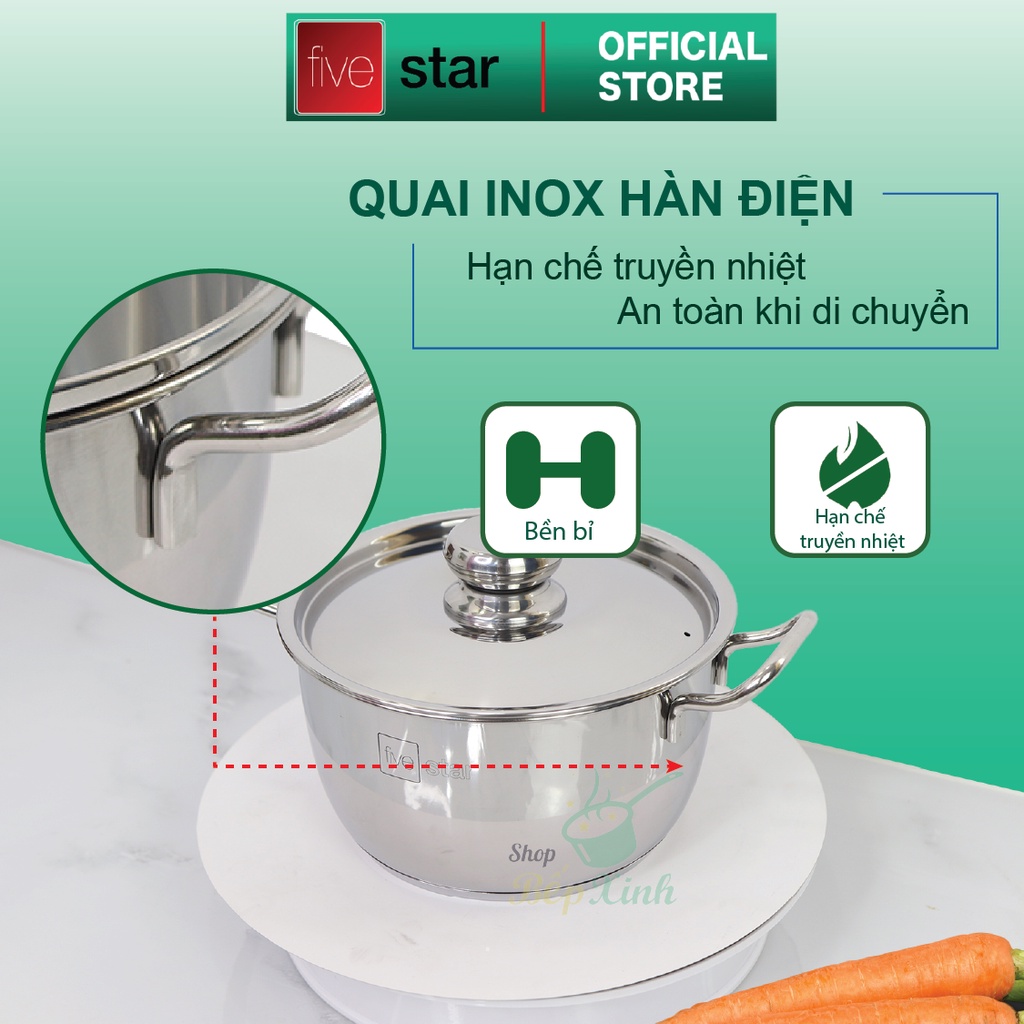 Ảnh Bộ nồi 3 đáy inox 430 Thân Cool Fivestar Standard nắp inox FS-B3010 (Kích thước 16cm - 20cm - 24cm), tặng 1 vá canh 4