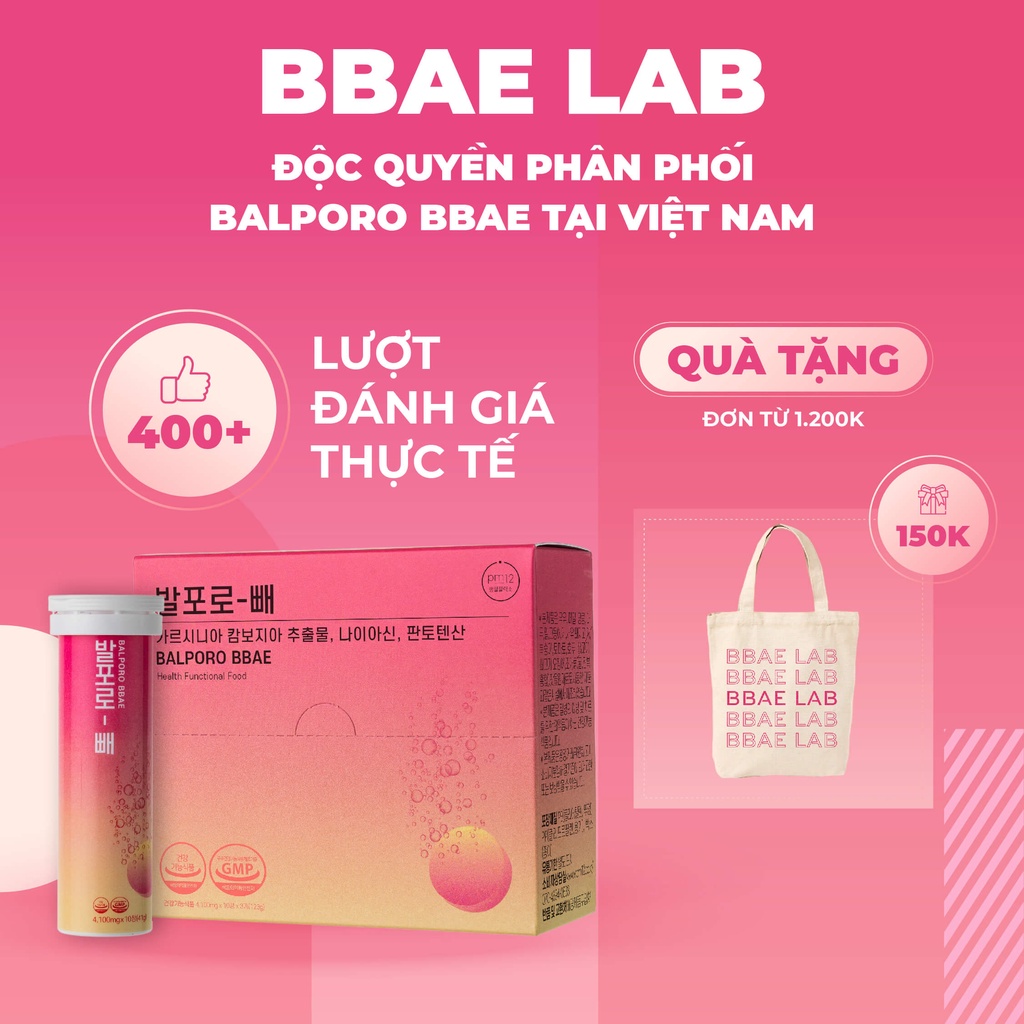 Viên sủi giảm cân chuyển hóa mỡ thừa Balporo BBae chính hãng Hàn Quốc 10 viên/lọ, độc quyền VN bởi BBae Lab
