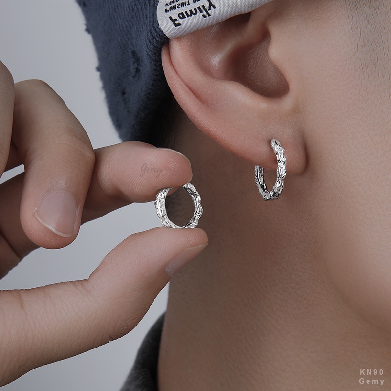 Khuyên tai nam tròn bạc 925 bông unisex Dylan đơn giản cá tính (1 chiếc)  | GEMY SILVER KN90