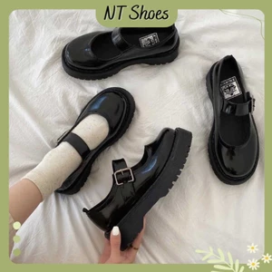 Giày búp bê Lolita nữ da bóng đế cao quai cài mũi tròn xinh xắn G007_NT Shoes