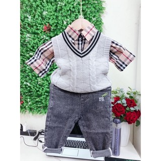 Quần bò trẻ em quần jean co giãn dài bé trai cạp chun quần áo trẻ em thời trang cá tính