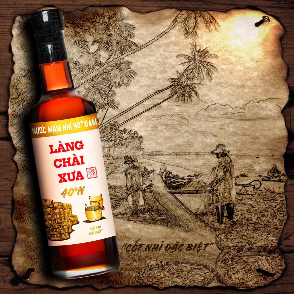 Ảnh Nước mắm nhỉ 40 độ đạm Làng Chài Xưa nhãn vàng chai thủy tinh 500ml ủ chượp 2 lần đậm đà thơm ngon 4