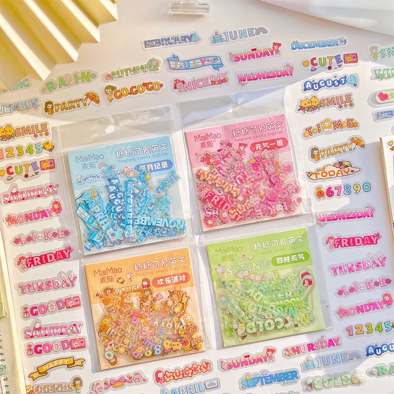 Set 48 Sticker Chữ Dạng PET Chống Nước | Shopee Việt Nam
