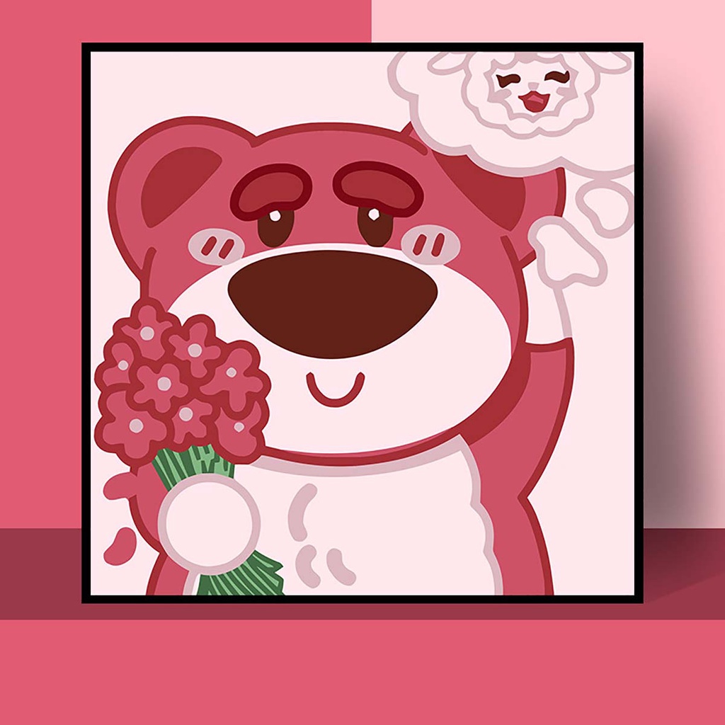 Tranh Tô Màu Gấu Dâu Tây Lotso Theo Số Hóa Mini Có Khung 20X20Cm Cute Cho  Bé Trẻ Em Người Lớn Ít Chi Tiết Hình Vuông | Shopee Việt Nam