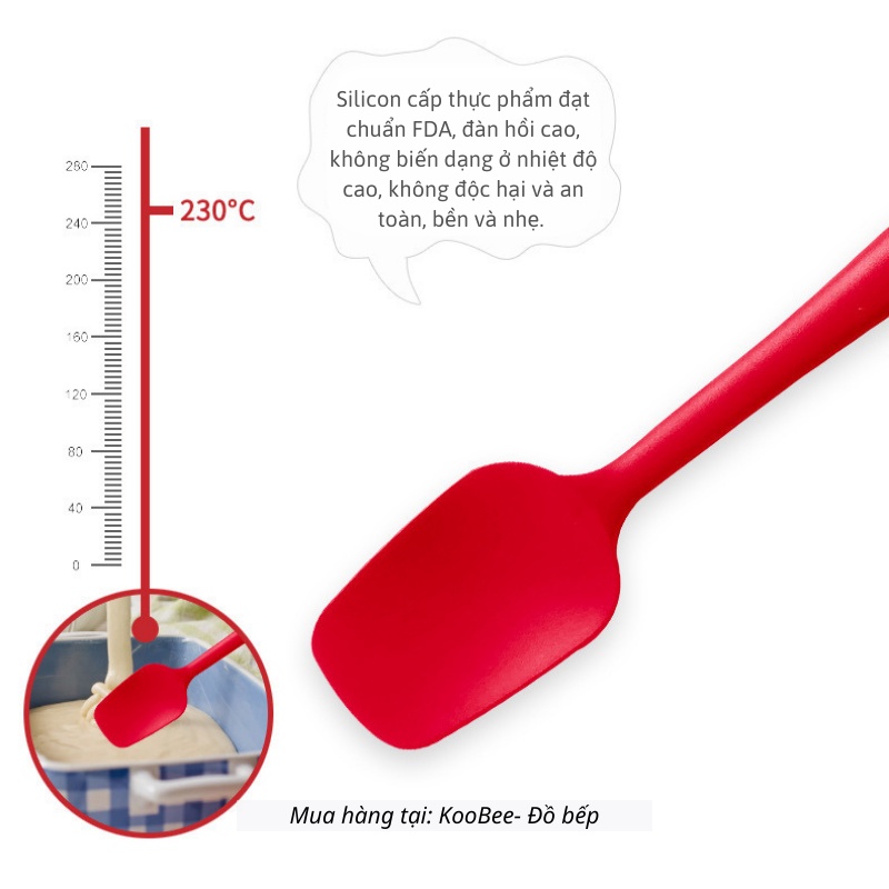 Cây Vét Bột Silicon Chống Dính Chịu Nhiệt KOOBEE – Đảo Xào, Trộn Bột Không Lo Trầy Chảo (PKB38)