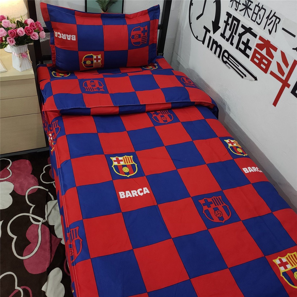 Người hâm mộ đỏ trực tuyến Bộ đồ giường Barcelona Ga trải giường Quit Set Hoạt hình Sinh viên Trẻ em ' Bộ ba ký túc xá