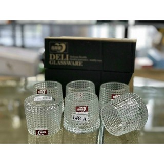 Set 6 ly thủy tinh đế lồi xoay cao cấp - cốc thủy tinh đẹp nhiều họa tiết sang trọng