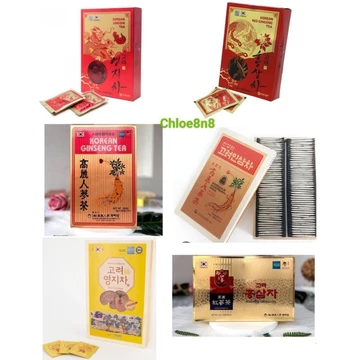 Trà hồng sâm và trà linh chi Hàn Quốc hộp 100 gói