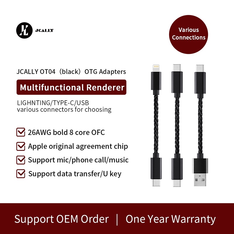 Cáp chuyển đổi đa chức năng JCALLY OTG USB-C sang USB-C Thích hợp cho dây giao diện Android Type-C Cáp sạc OT04