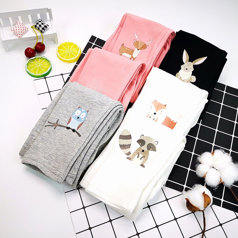 Mùa Xuân Thu Mỏng Phong Cách Bé Gái Quần Legging 100-160CM Nhỏ Vừa Trẻ Em In Hình Động Vật Quần Legging Slim fit Mặc Ngoài Quần Dài