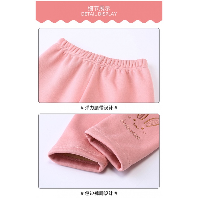 Quần Legging Trẻ Em 100-140cm Lông Cừu Lót Dày Mặc Ngoài Mùa Đông Thu Đông Bé Gái Thêu Phong Cách Mới Mùa Đông Thời Trang Quần Nữ Quần Dài