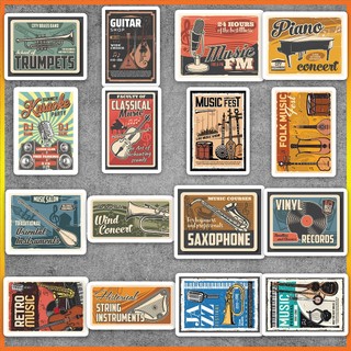 Set 50 cái Sticker Music Retro, Hình Dán các loại nhạc cụ chống nước ...