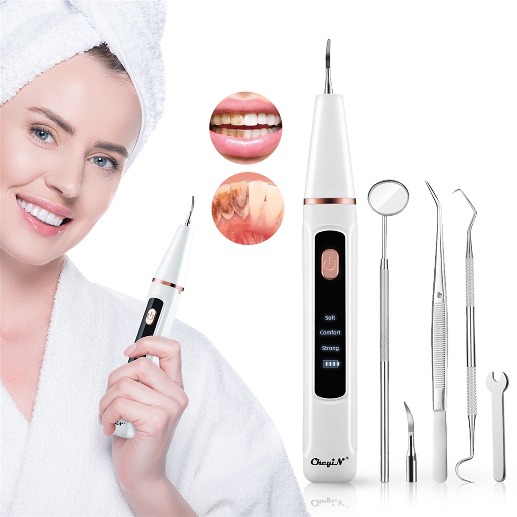 Ảnh Máy lấy cao răng CKEYIN KQ158W loại bỏ vi khuẩn/vết ố/làm sạch răng nướu kèm 2 đầu làm sạch thay thế tại nhà 1