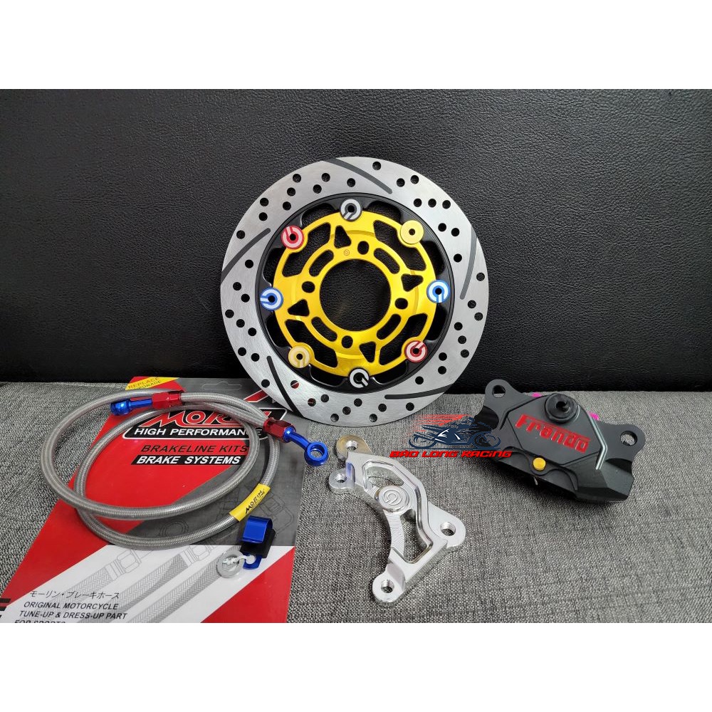 Combo Full Bộ Heo Fando kèm đĩa Kiểu BB220mm bát CNC và dây dầu Morin gắn xe máy Sirius Wave Dream S110 Blade Ex135 VARI