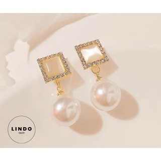 Khuyên tai đính dá dáng dài dự tiệc sang chảnh LINDO