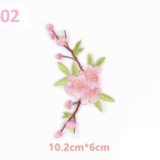 Miếng dán ủi hoặc thêu họa tiết hoa anh đào nguyên cành sắc nét DIY sáng tạo