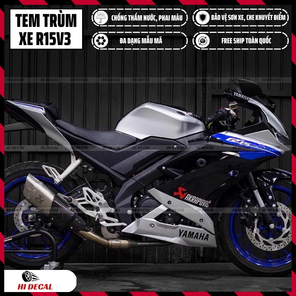 Tem trùm R15v3 thiết kế riêng | Mẫu R15H007 | Decal cao cấp chống thấm nước