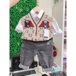 Quần bò trẻ em quần jean co giãn dài bé trai cạp chun quần áo trẻ em thời trang cá tính