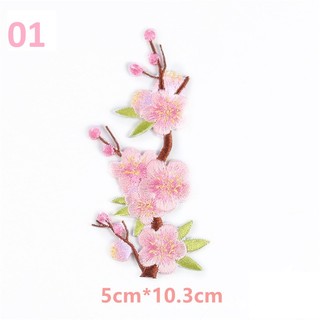 Miếng dán ủi hoặc thêu họa tiết hoa anh đào nguyên cành sắc nét DIY sáng tạo