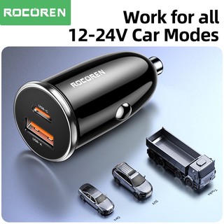 Rocoren 30W Sạc Xe Hơi USB Loại C Sạc Nhanh QC PD Sạc Nhanh Sạc Adapter Cho iPhone 14 Pro Max 13 Samsung Xiaomi Poco