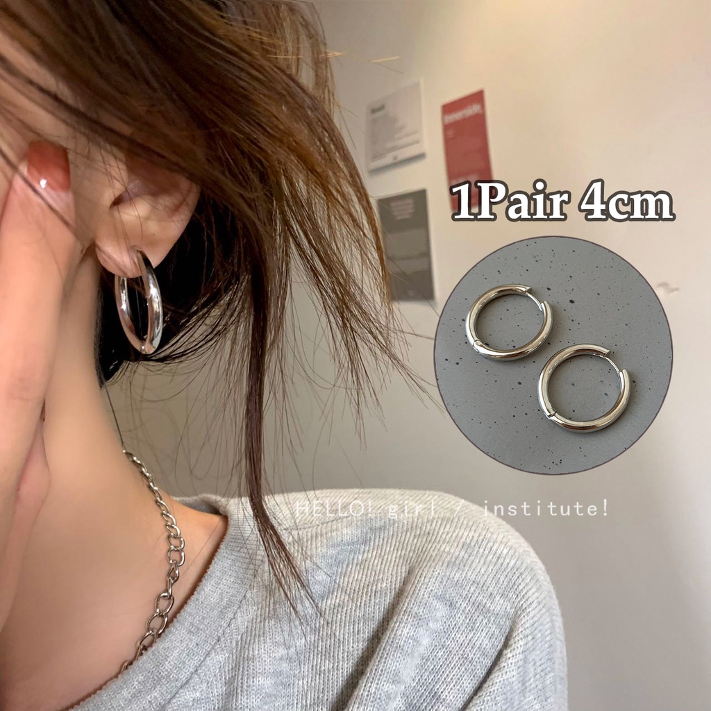 Ảnh Khuyên tai tròn mạ bạc 17KM đính đá zircon phong cách thời trang 2