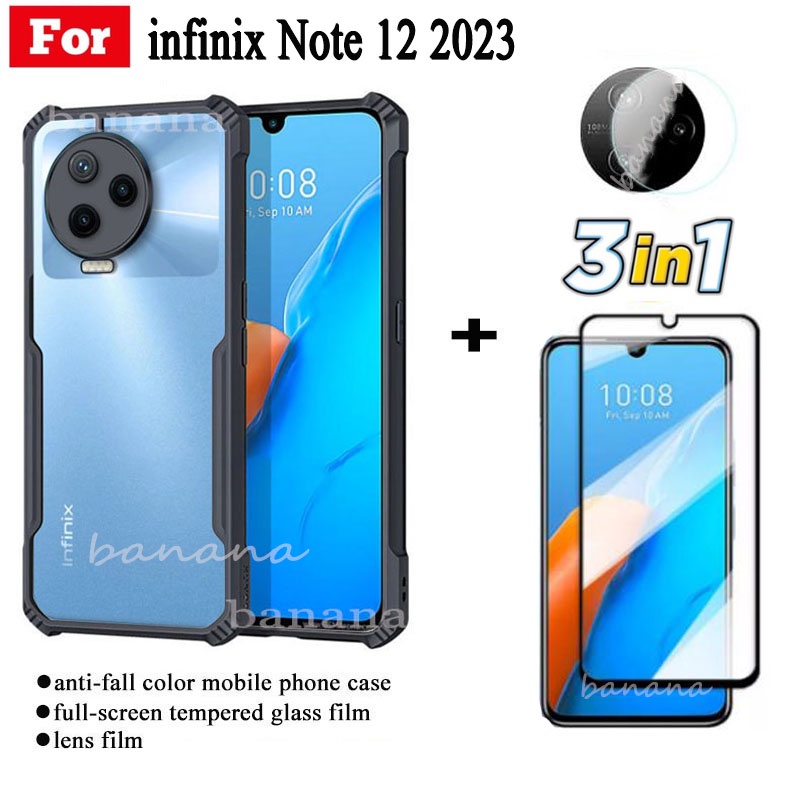 3in1 infinix Note 12 2023 Note 12 pro 5G 4G Hot 20s hot 20 5G 4G 20i 20 play 12i 12 play Vỏ điện thoại chống sốc + phim kính cường lực + phim ống kính máy ảnh