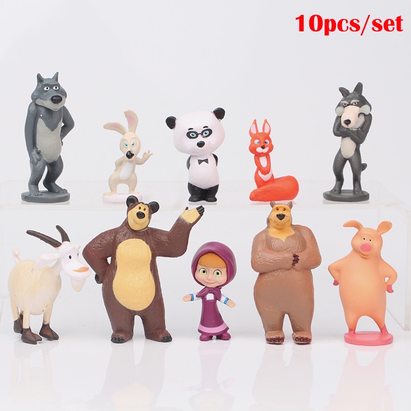Bộ búp bê Masha và gấu dễ thương và bền bỉ hoàn hảo cho đồ chơi và đồ chơi bánh