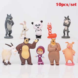 Và mê hoặc Masha The Bear Bộ nhân vật đồ chơi hoàn hảo cho bánh Toppers và bộ đồ chơi