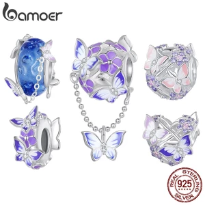 BAMOER Hạt Bạc 925 Hình Bướm Dùng Làm Vòng Tay Diy Dành Cho Nữ SCC2460