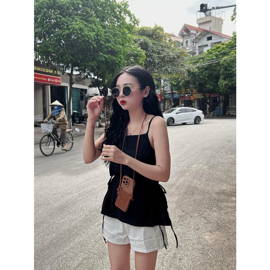 ÁO HAI DÂY CÁCH ĐIỆU CỘT NƠ LƯNG XINH XẮN - ROSE TOP