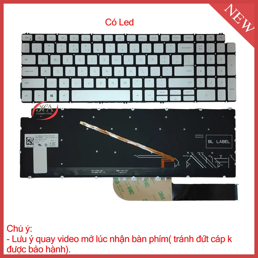 Tastiera Con Palmrest Retroilluminata Per DELL Inspiron 15 7501 - Modello FY5WK, Colore Argento - Foto 2