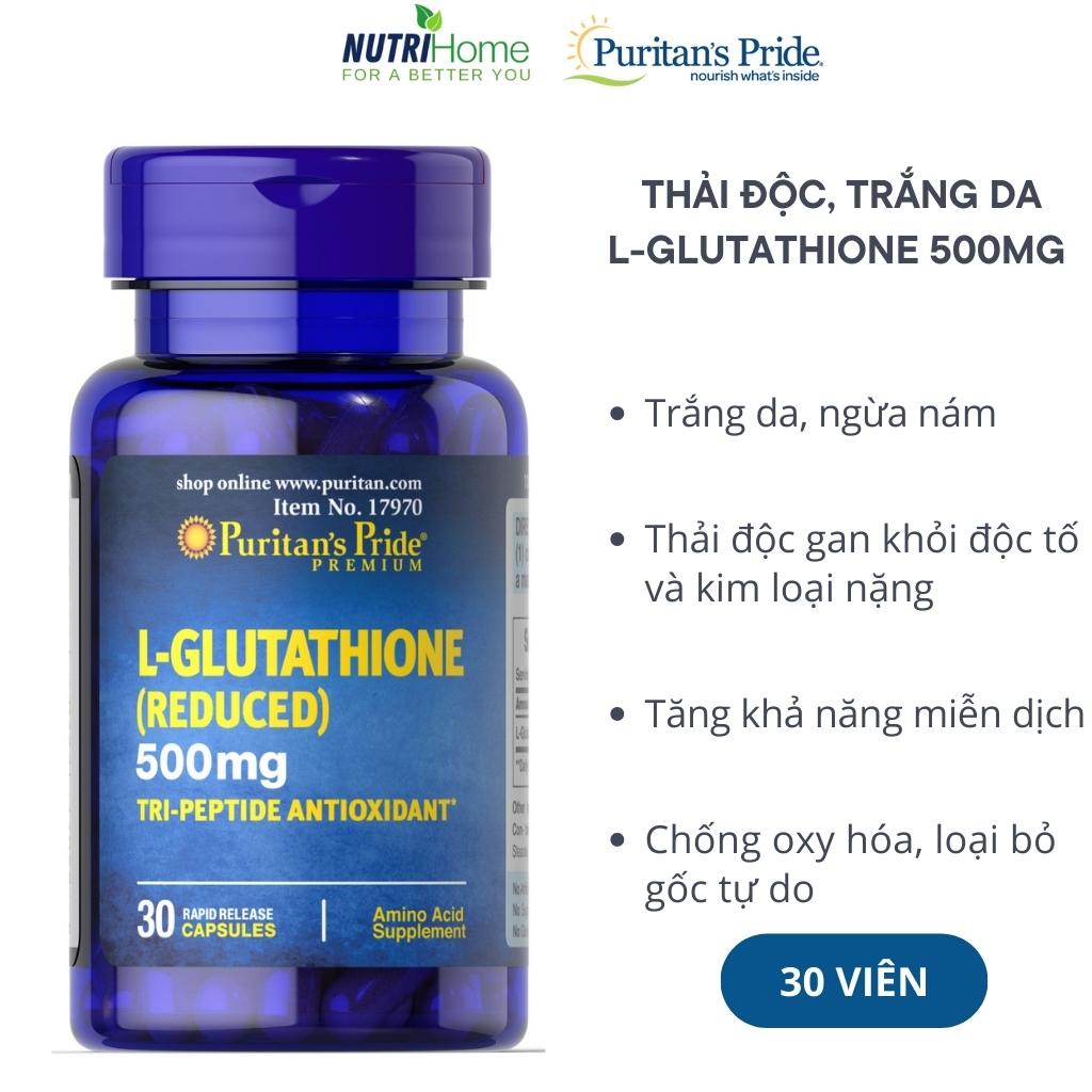Vin ung trng da, thi c gan L-glutathione 500 mg Puritan's Pride chng  oxy ha, loi b gc t do (Nutri Home) | Shopee Vit Nam