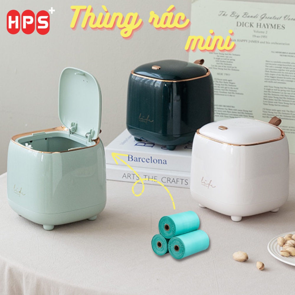 Thùng rác mini để bàn có nắp đâỵ phong cách hiện đại, Hộp đựng đồ đa ...