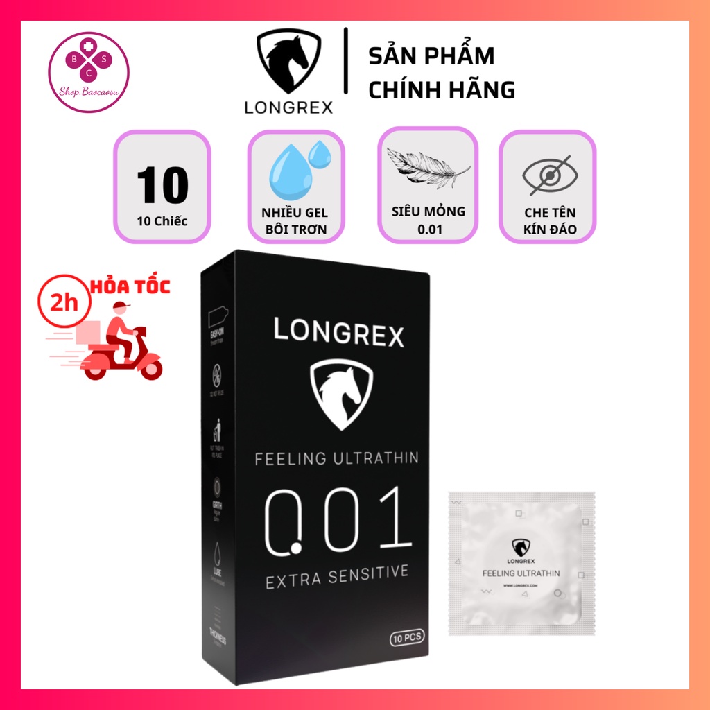 Bao cao su siêu mỏng 0.01mm Longrex extra sentisive kéo dài thời gian ...
