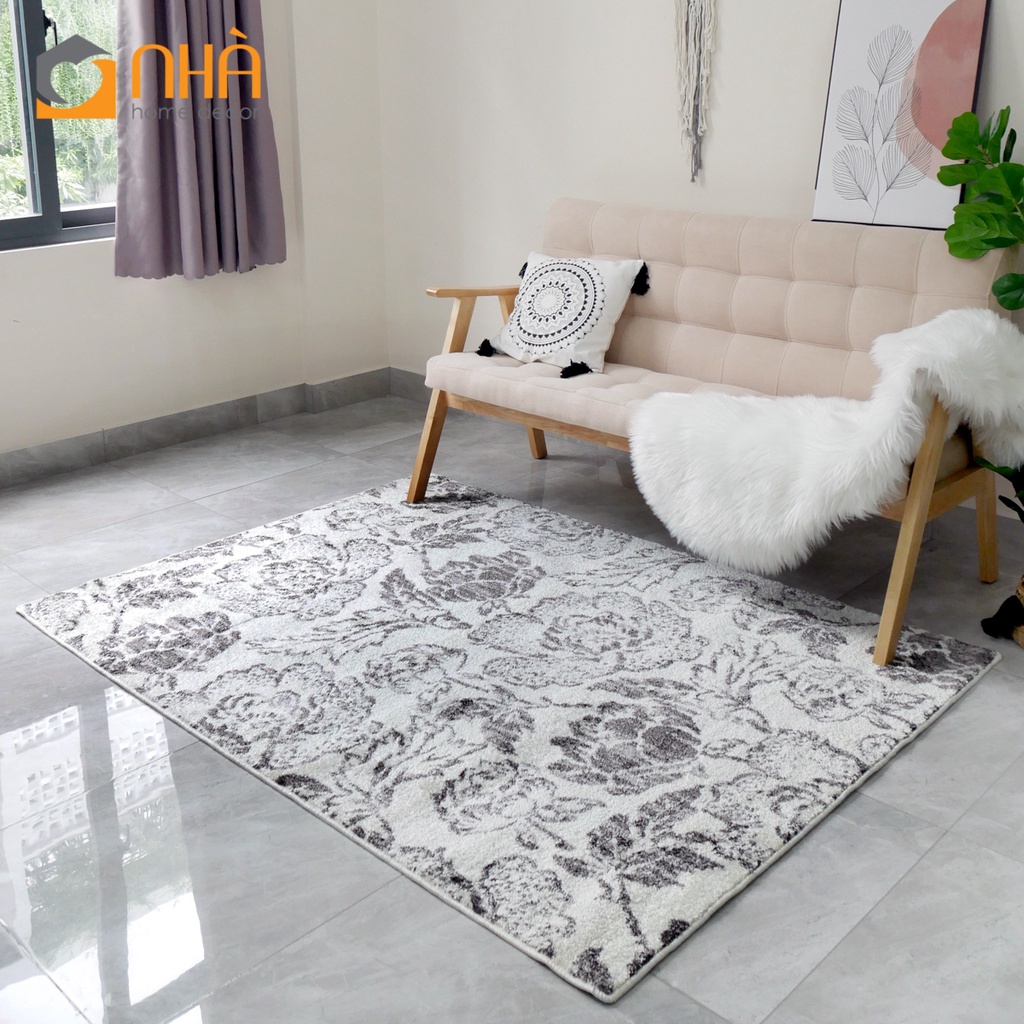 Thảm Lông Sợi Ngắn Victoria Cao cấp Họa Tiết Hình Học Đơn Giản Sang Trọng