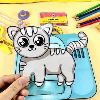 Bộ nhà cho chú mèo cưng- búp bê giấy - size to - Pighandmade