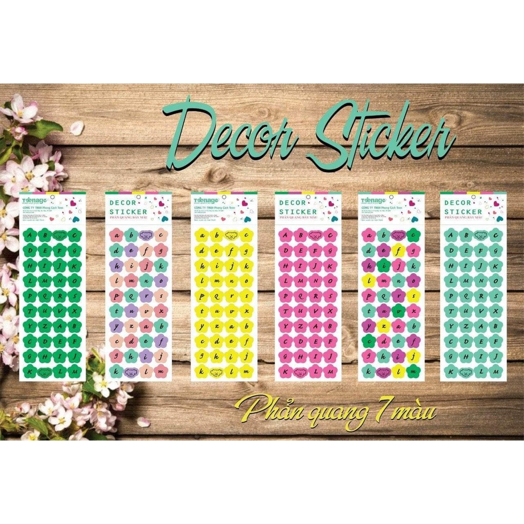 Bộ 2 Decor Sticker Chữ Hoa Phản Quang Trang Trí Sổ Tay, Đồ HandMade ...