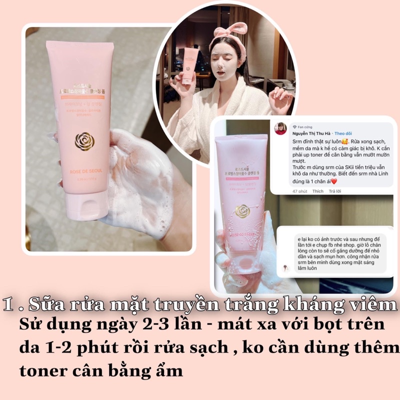 Combo Kem chống nắng Rose de Seoul + Sữa rửa mặt Rose de Seoul IS476