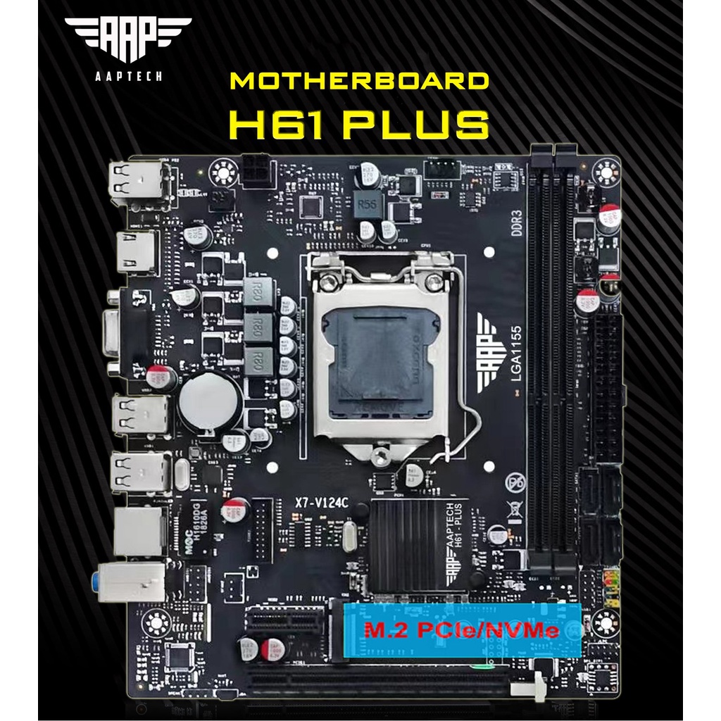 Mainboard SK 1155 AAPTECH H61 PLUS Chính hãng (VGA, HDMI, M.2 PCIe/NVMe ...