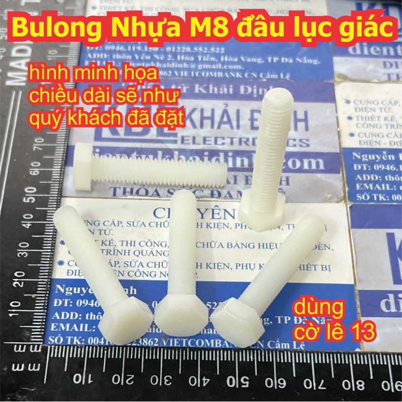 20 con Bulong nhựa ốc cách điện bu lông đầu lục giác 8ly M8 các kích ...