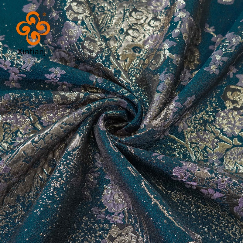 Mới retro vàng lụa thanh lịch váy nữ trang trí vải DIY sợi nhuộm Jacquard dập nổi vải 1 mét TJ9071