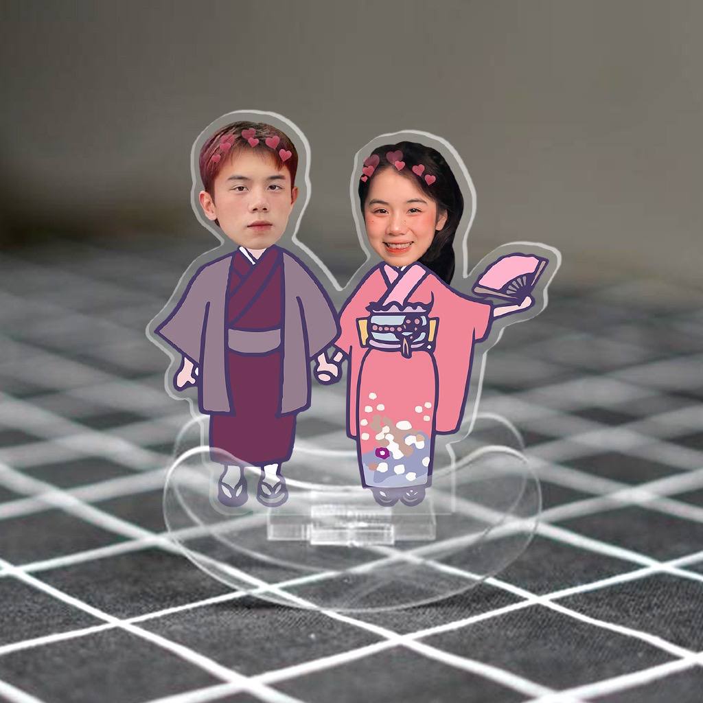 Standee lắc lư cặp đôi in theo yêu cầu 2 chibi đáng yêu quà tặng cho người yêu, người thân, bạn bè