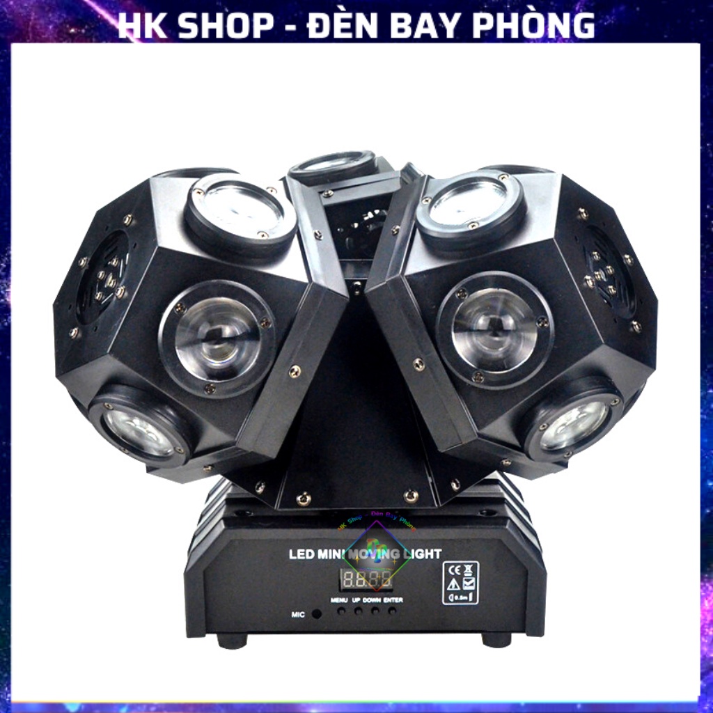 Đèn Moving 3 Đầu Độc Lập 18 Mắt Led Có Chế Độ auto cảm biến nhạc giành cho sân khấu bar pub karaoke Hàng Chính Hãng