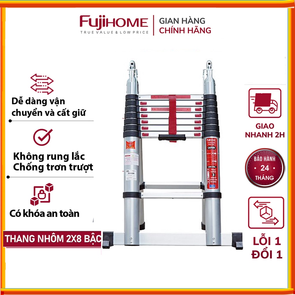 Thang nhôm rút chữ A nhâp khẩu 5M gấp gọn chính hãng FUJIHOME, thang ...