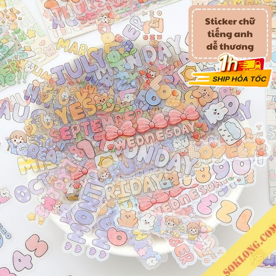 Sticker chữ tiếng anh cute nhãn dán sổ trang trí STI64 | Shopee Việt Nam