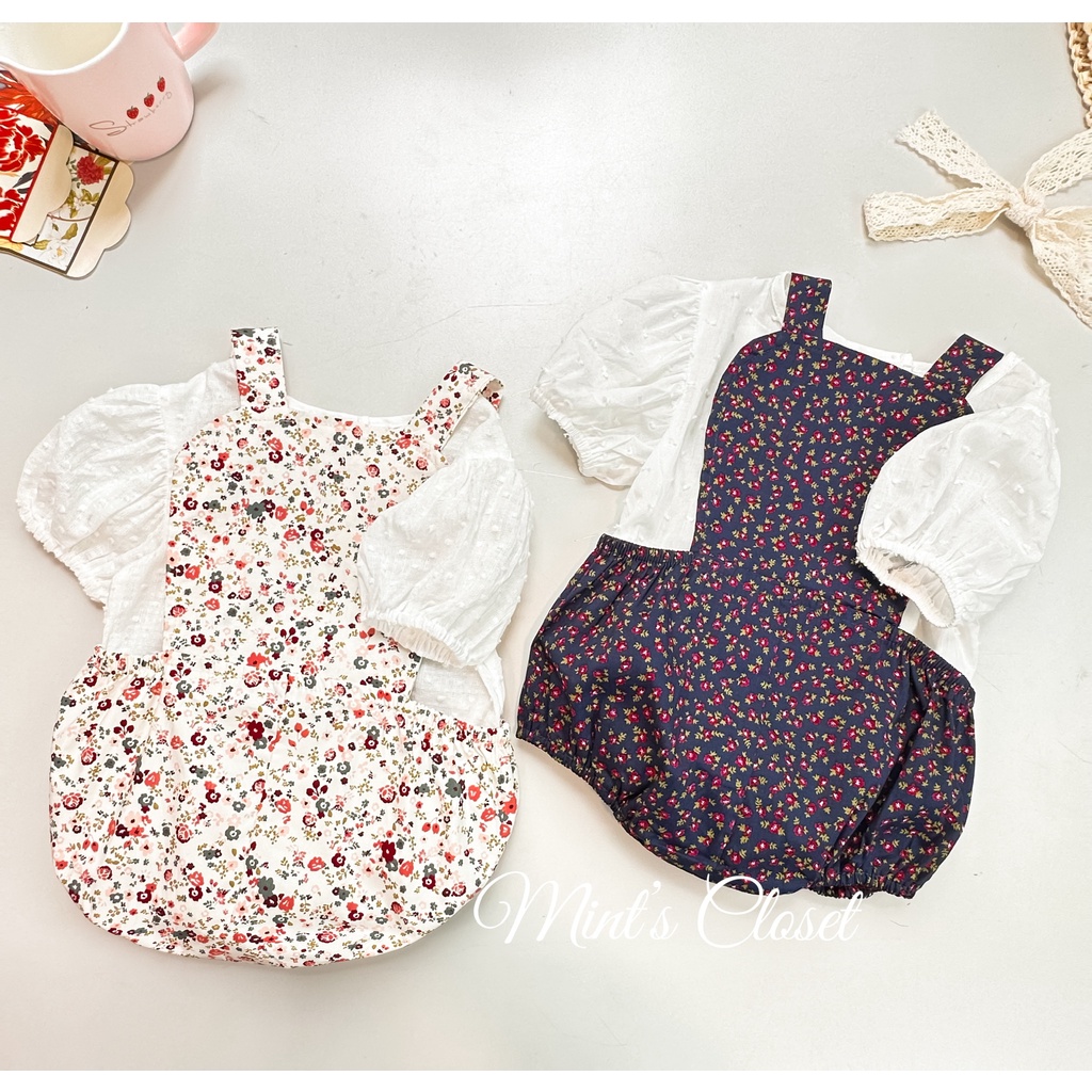 Set bodysuit yếm cho bé gái sơ sinh MINTSCLOSET Mints Closet body bộ đồ liền thân sơ sinh 1 2 tuổi - BS6043