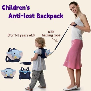 Ba Lô Hình Chú Voi Hoạt Hình Có Dây Chống Thất Lạc Cho Bé 1-5 Tuổi