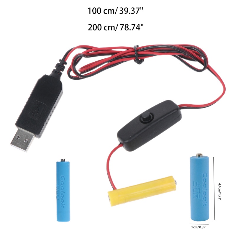Rr 3V AAA Giả Adapter Cáp Chuyển Đổi Nguồn USB Thay Thế 2 AAA